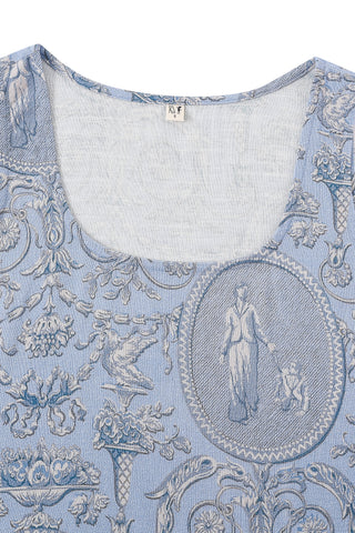 Scoop Crop Tank Soft Linen Blue Women Toile