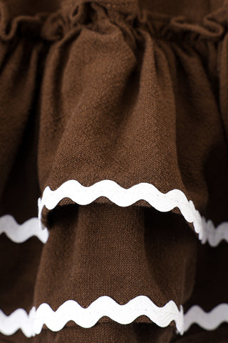 Loretta Ruffle Soft Linen Skirt Brown