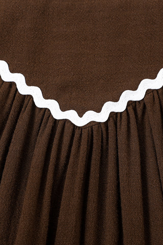 Loretta Ruffle Soft Linen Skirt Brown