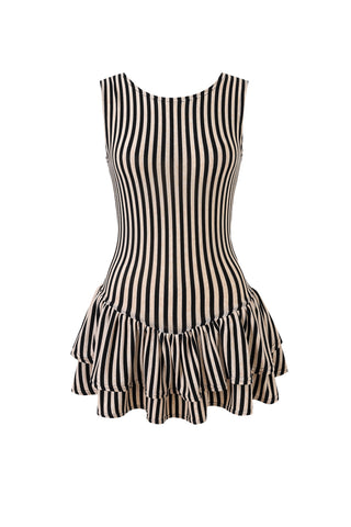 Cream Stripe Tencel/Wool Blend Mini Romper