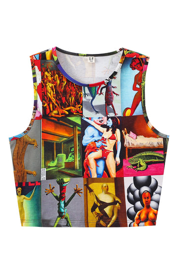 AI Collage Stretchy Crop Tank