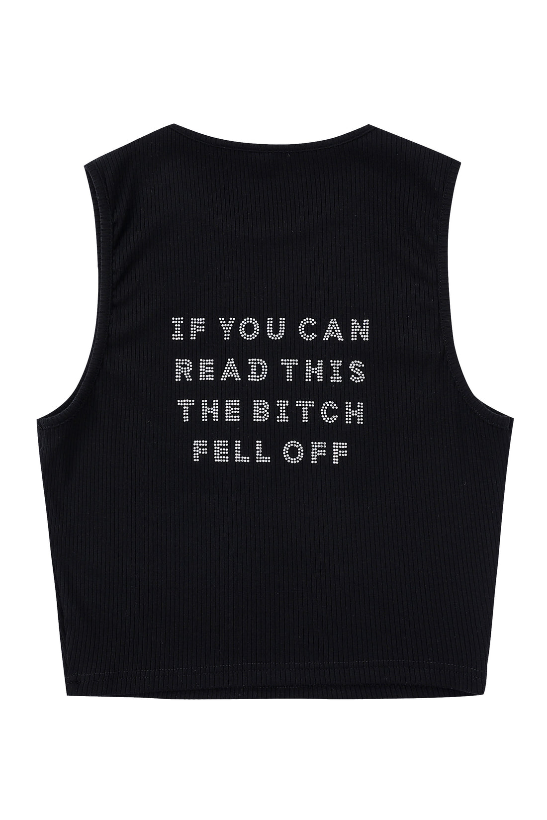 THE BITCH FELL OFF Tencel Rib Crop Tank