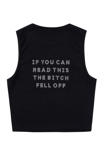 THE BITCH FELL OFF Tencel Rib Crop Tank