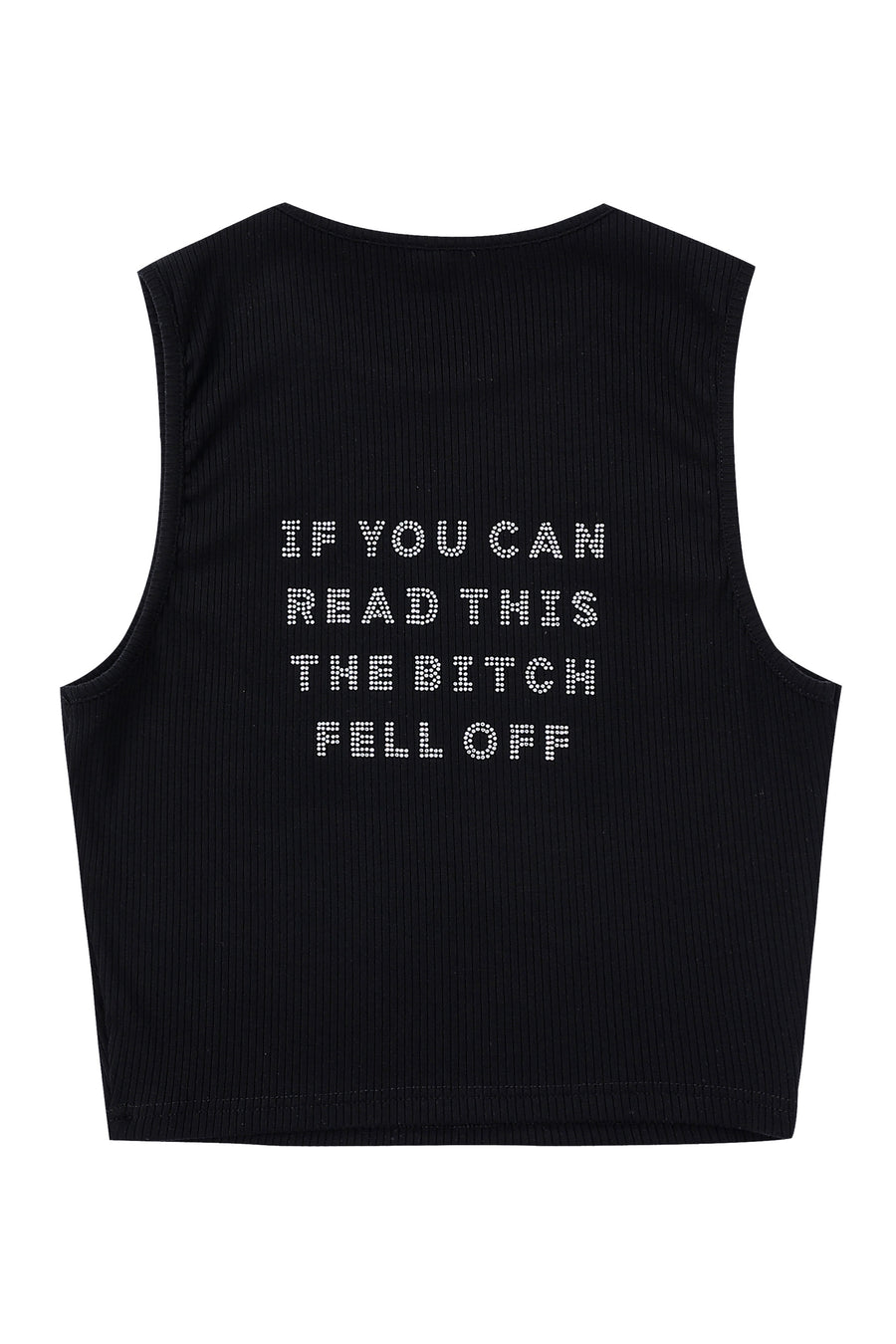 THE BITCH FELL OFF Tencel Rib Crop Tank