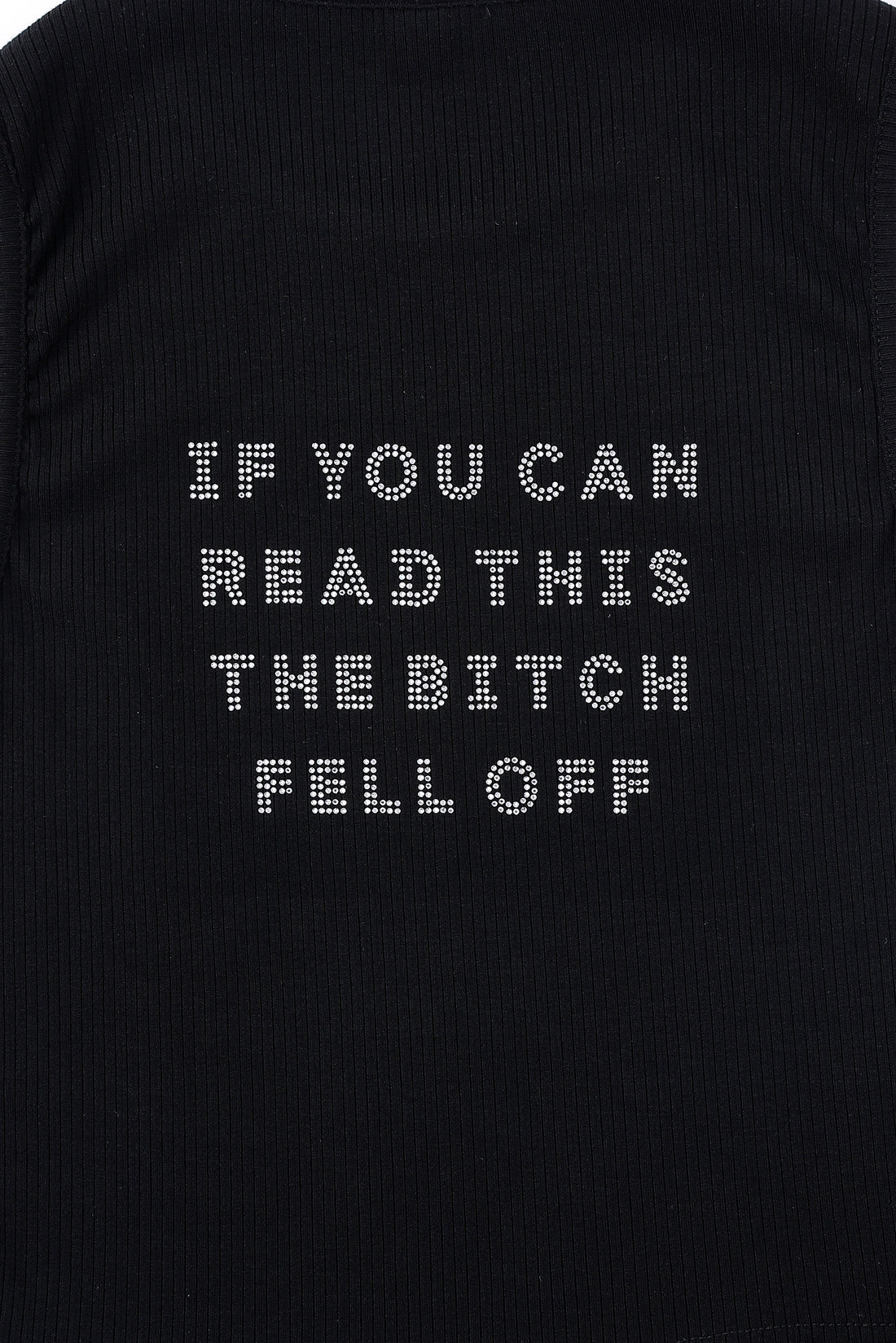 THE BITCH FELL OFF Tencel Rib Crop Tank