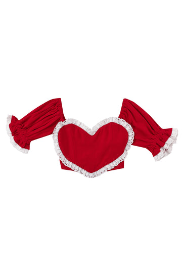 Valentine Puff Sleeve Crop Top