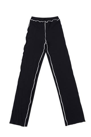 Tencel Rib Black Lounge Pants Crop