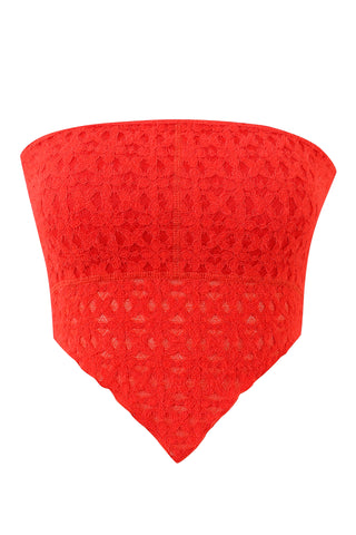 Red Diamond Lace Tube Top