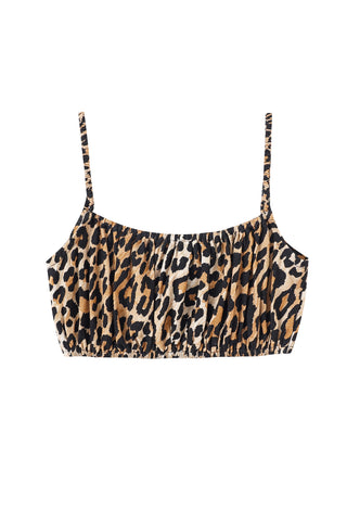 Soft Linen Strappy Bra Top Leopard