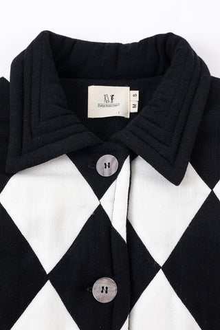 Linen Quilted Diamont Scrap Coat Black/White