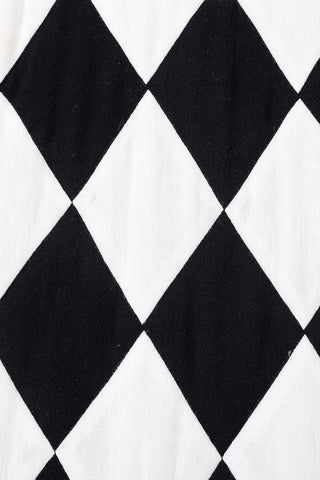 Linen Quilted Diamont Scrap Coat Black/White