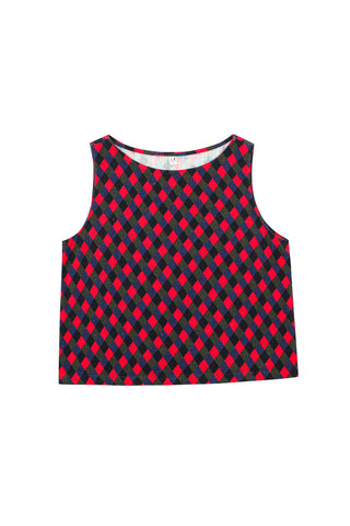 Shift Tank Soft Linen Diamond Print