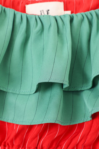 Tencel Stripe Ruffle Bra Top Beet Salad