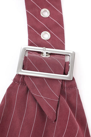 Buckle Halter Top Tencel Stripe Maroon