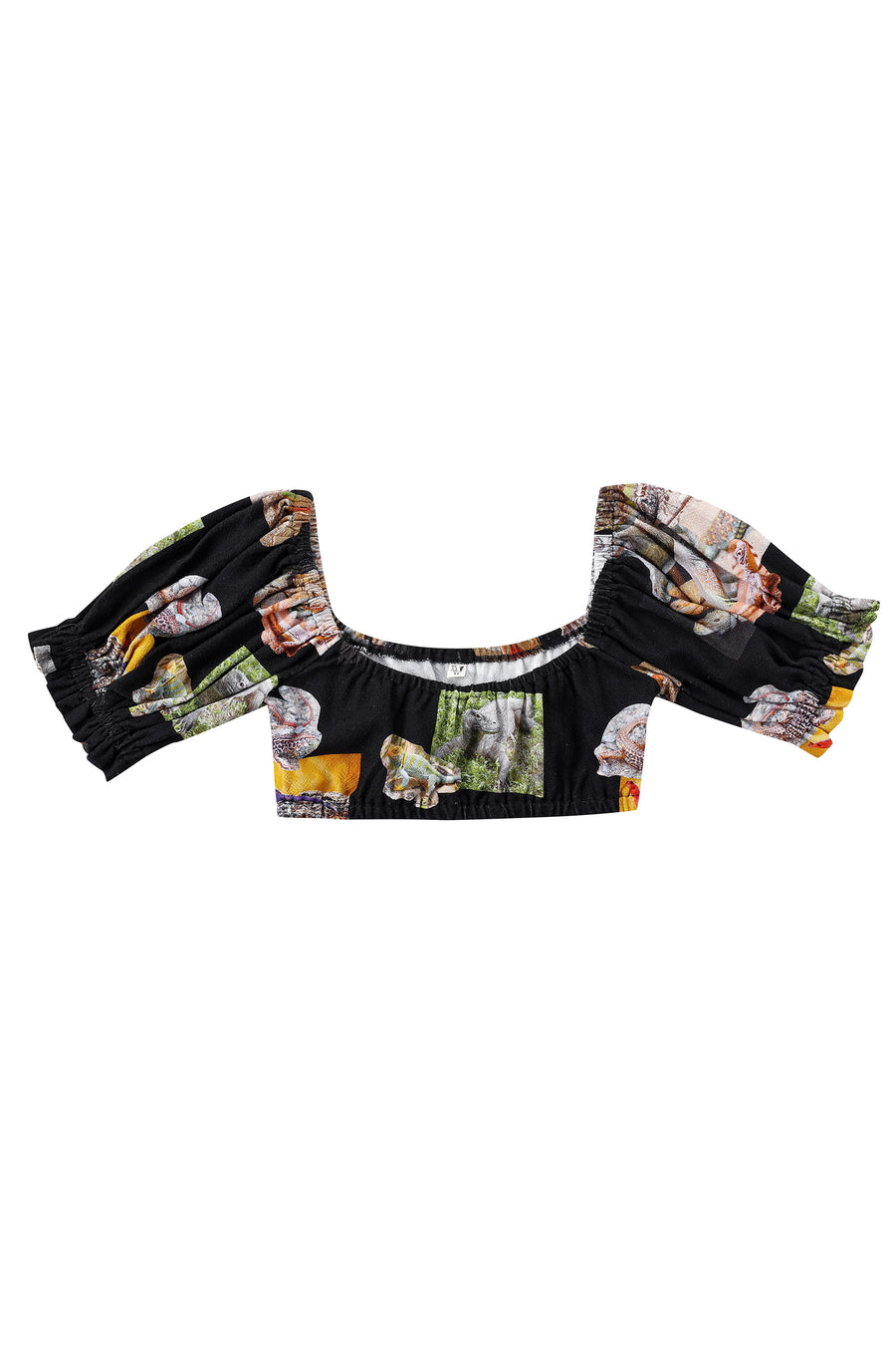 Wench Crop Top Linen Lizard Black