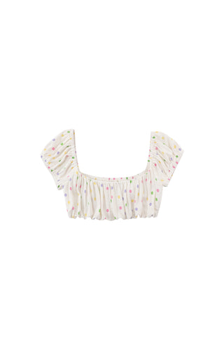 Soft Linen Gathered Bra Top Funfetti Dot