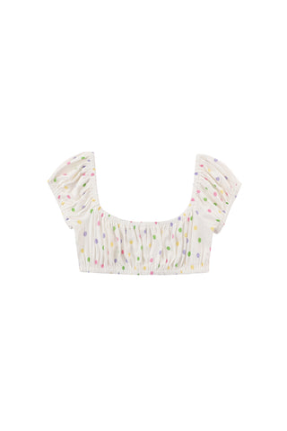Soft Linen Gathered Bra Top Funfetti Dot