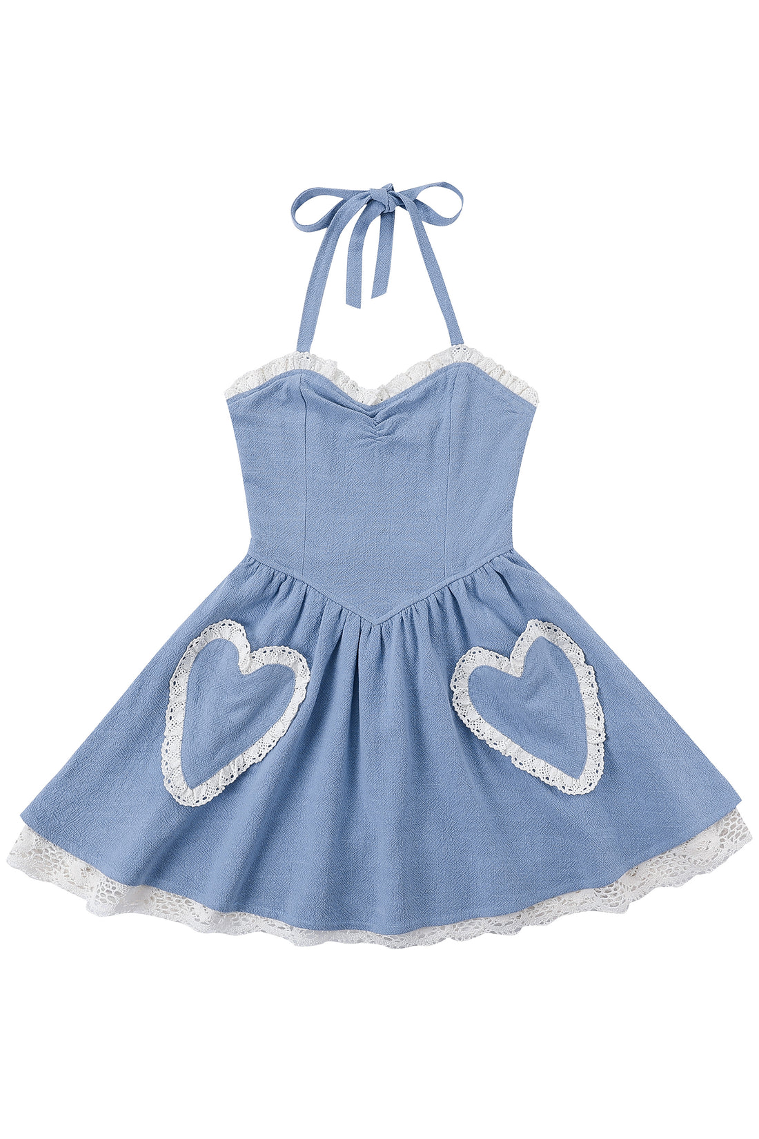 Sweetheart Linen halter Dress Light Blue