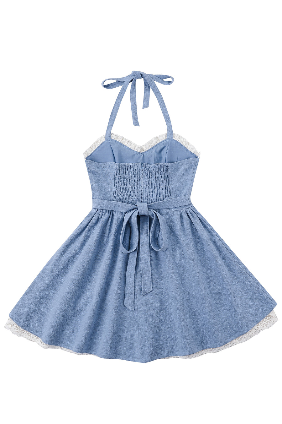 Sweetheart Linen halter Dress Light Blue