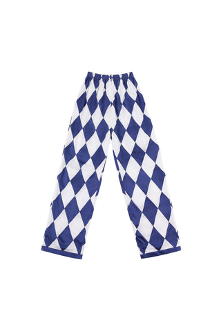 Quilted Silk Harlequin Jester Pants Navy