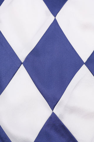 Quilted Silk Harlequin Jester Pants Navy