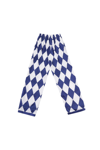 Quilted Silk Harlequin Jester Pants Navy