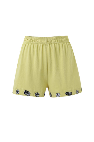 Dice Cotton Shorts Yellow
