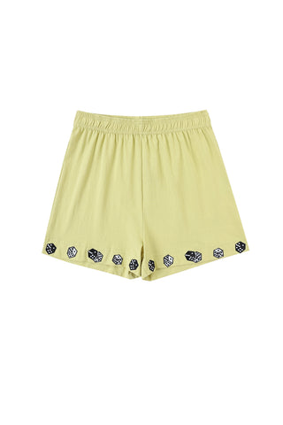 Dice Cotton Shorts Yellow