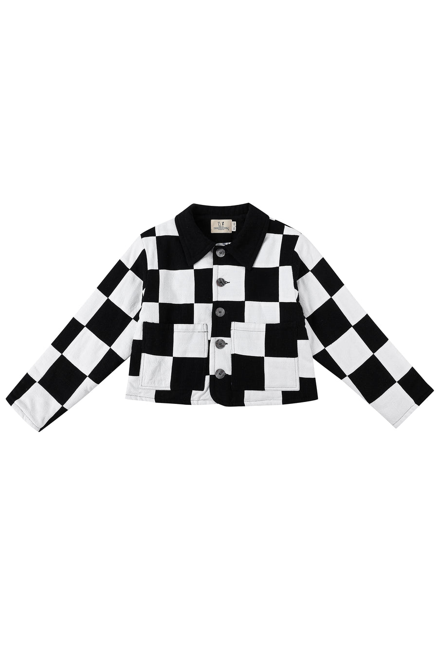Chessboard Quilted Crop Scrap Patch Jacket