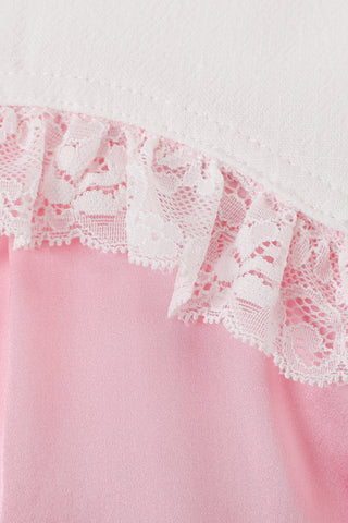 Silk Garter Slip Skirt Pink/White