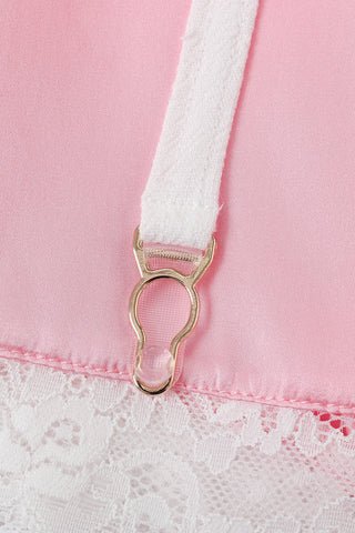 Silk Garter Slip Skirt Pink/White