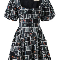 Cute Fish Puff Sleeves Farm Chores Mini Dress