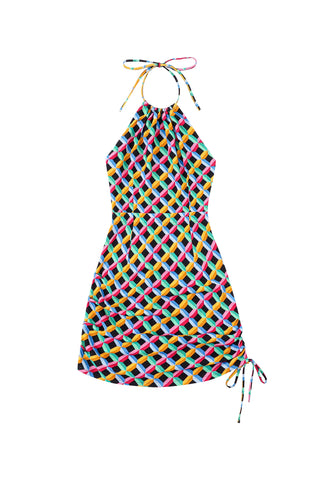 Cinch Tie Halter Dress Soft Linen Screensaver