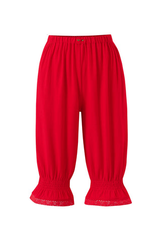 Soft Linen Lace Capri Bloomers Red