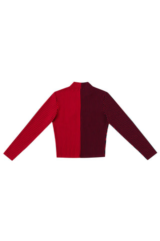 Blood Stripe Long Sleeve Mock Neck Crop Top
