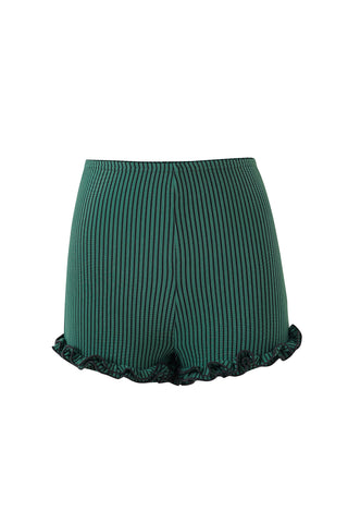 Striped Ruffle Shorts Green Stripe