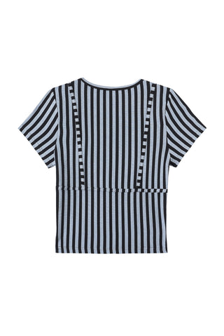 Bikini Bod Vertical Striped Short Sleeve Tee Blue