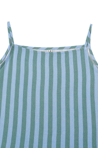 Crop Cami Soft Linen Tank Green/Blue Stripe