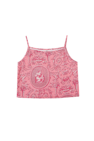 Crop Cami Soft Linen Tank "Women" Pink Toile