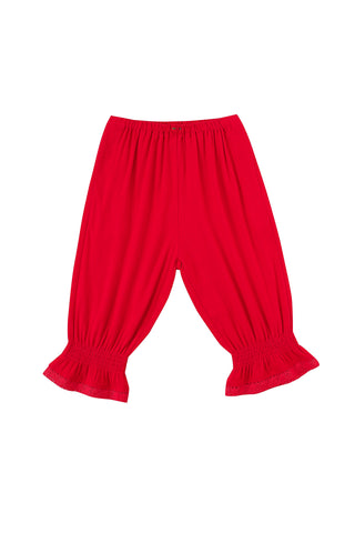 Soft Linen Lace Capri Bloomers Red
