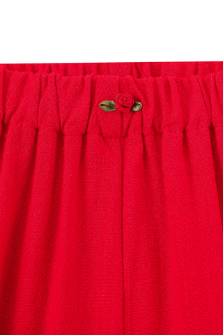 Soft Linen Lace Capri Bloomers Red