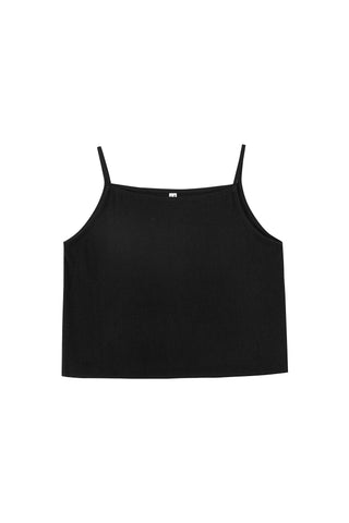 Crop Cami Soft Linen Tank Black