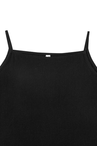 Crop Cami Soft Linen Tank Black