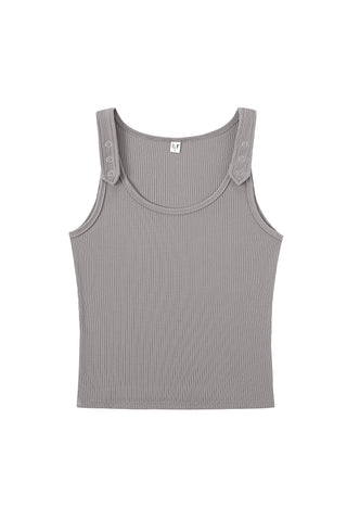Tencel Rib Snap Strap Tank Top Gray