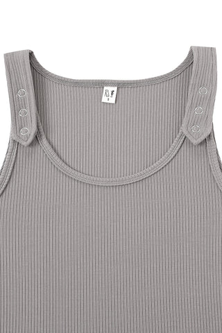Tencel Rib Snap Strap Tank Top Gray