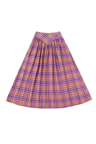 Park Skirt Soft Linen Purple Plaid