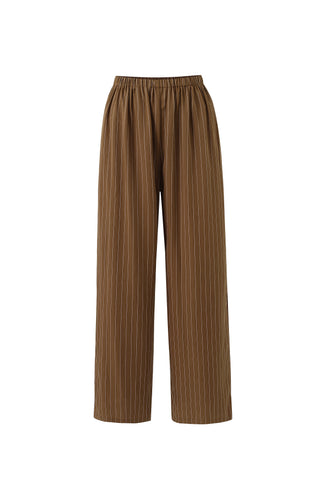 Tencel Stripe Lazy Pants Brown