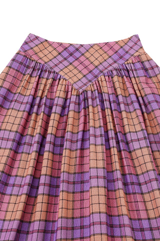 Park Skirt Soft Linen Purple Plaid