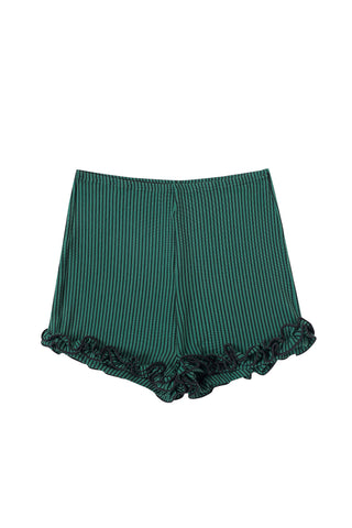 Striped Ruffle Shorts Green Stripe