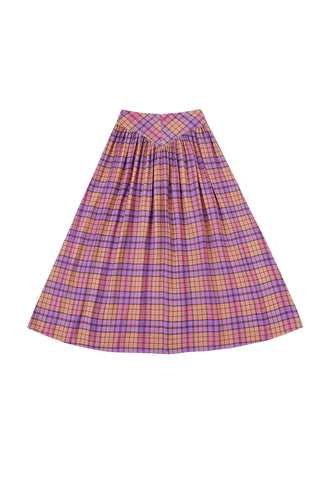 Park Skirt Soft Linen Purple Plaid